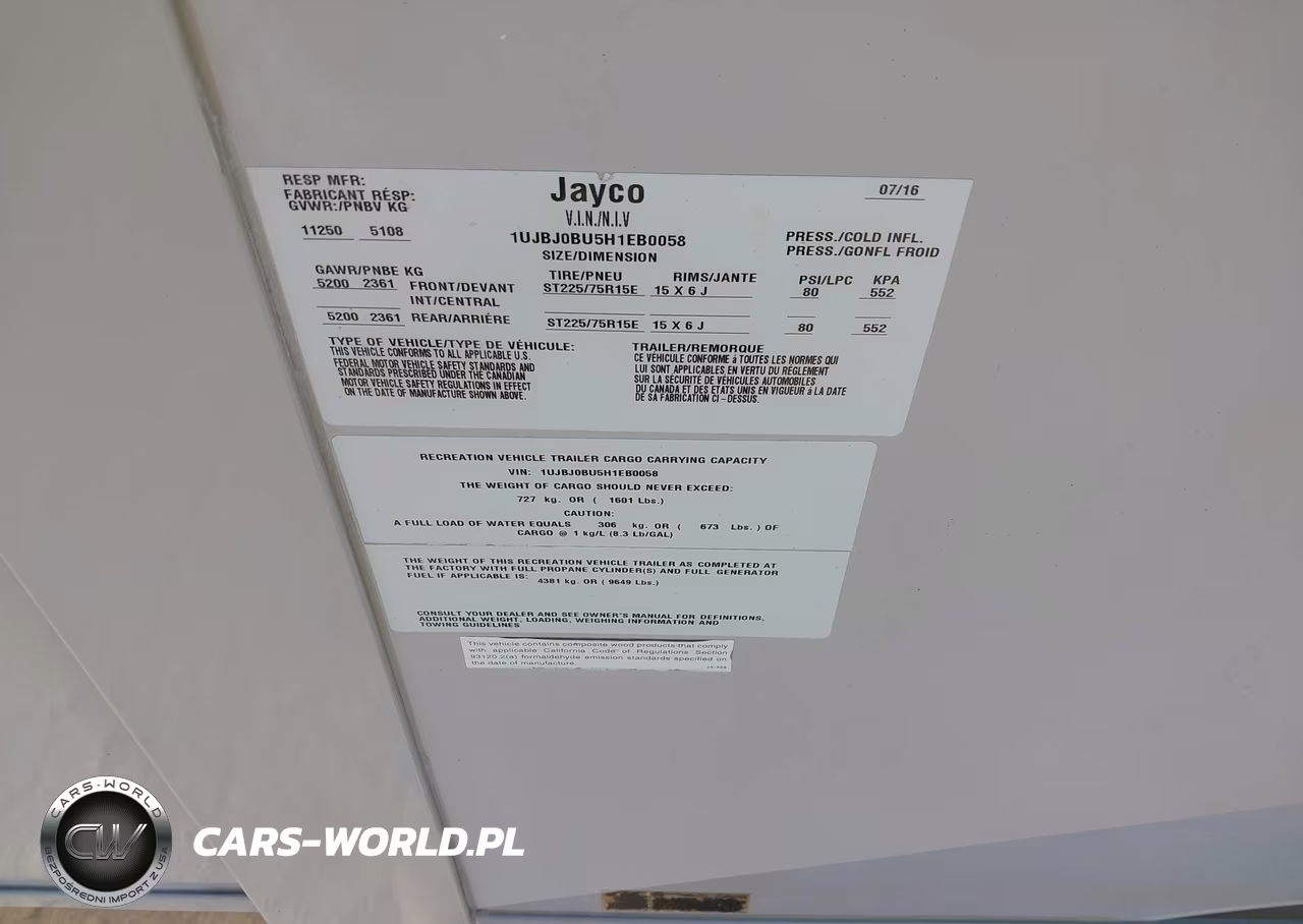 2017 Jayco Other VIN:1UJBJ0BU5H1EB0058 - 9