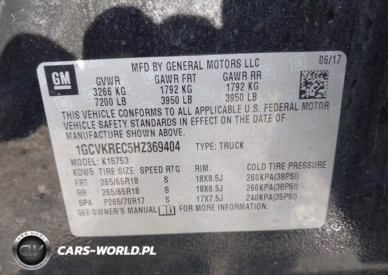 2017 Chevrolet Silverado 1500 2Lt VIN:1GCVKREC5HZ369404 - 9