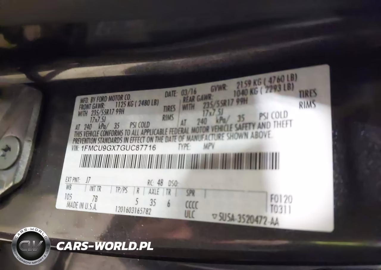 2016 Ford Escape Se VIN:1FMCU9GX7GUC87716 - 9