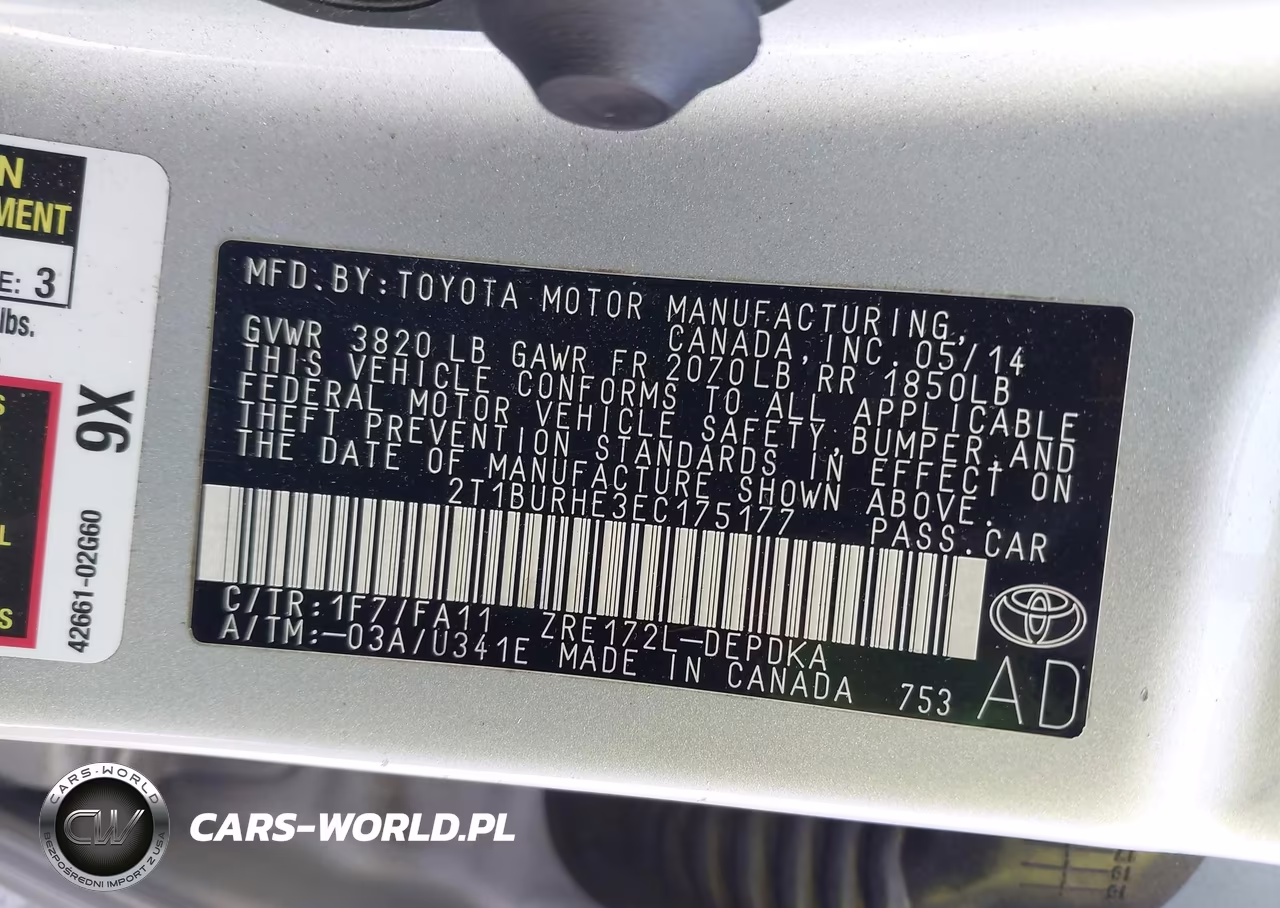 2014 Toyota Corolla L VIN:2T1BURHE3EC175177 - 9
