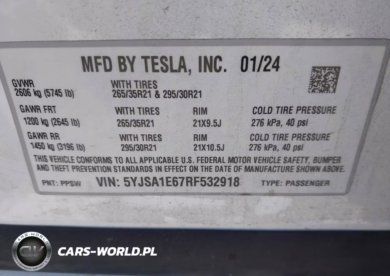 2024 Tesla Model S Plaid Tri Motor All-Wheel Drive VIN:5YJSA1E67RF532918 - 9