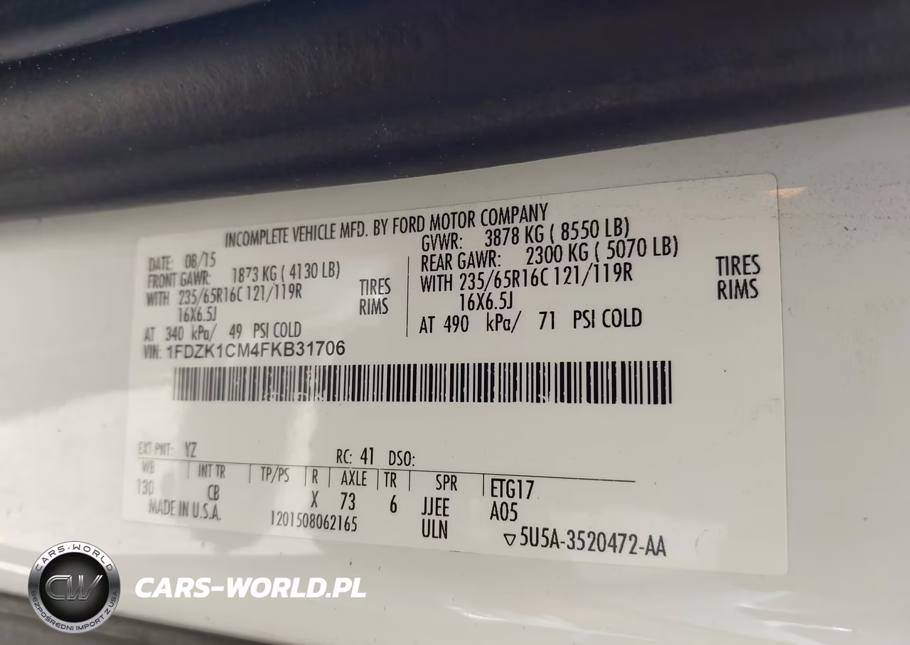 2015 Ford Transit-150 Xlt VIN:1FDZK1CM4FKB31706 - 9