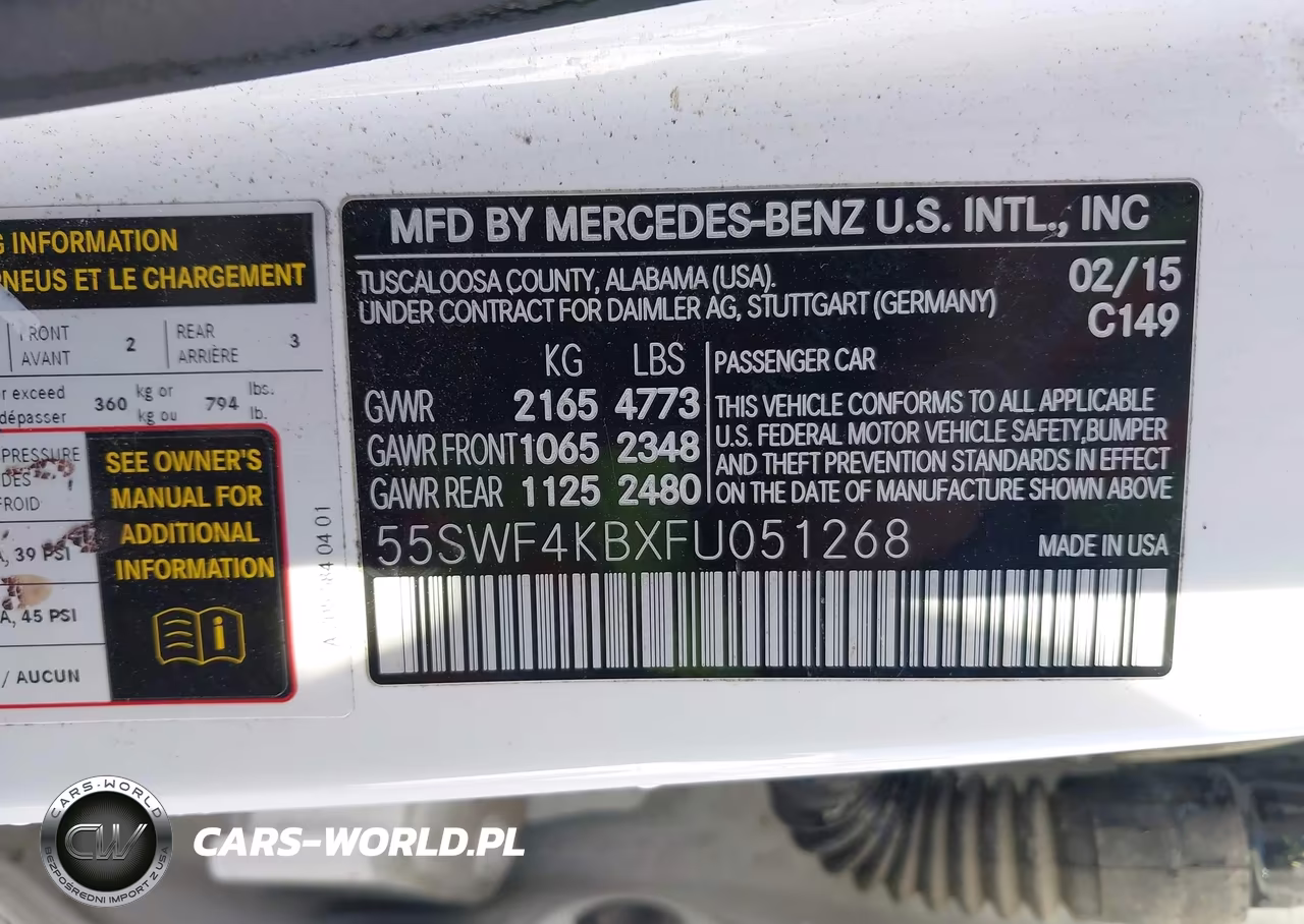 2015 Mercedes-Benz C 300 4Matic VIN:55SWF4KBXFU051268 - 9