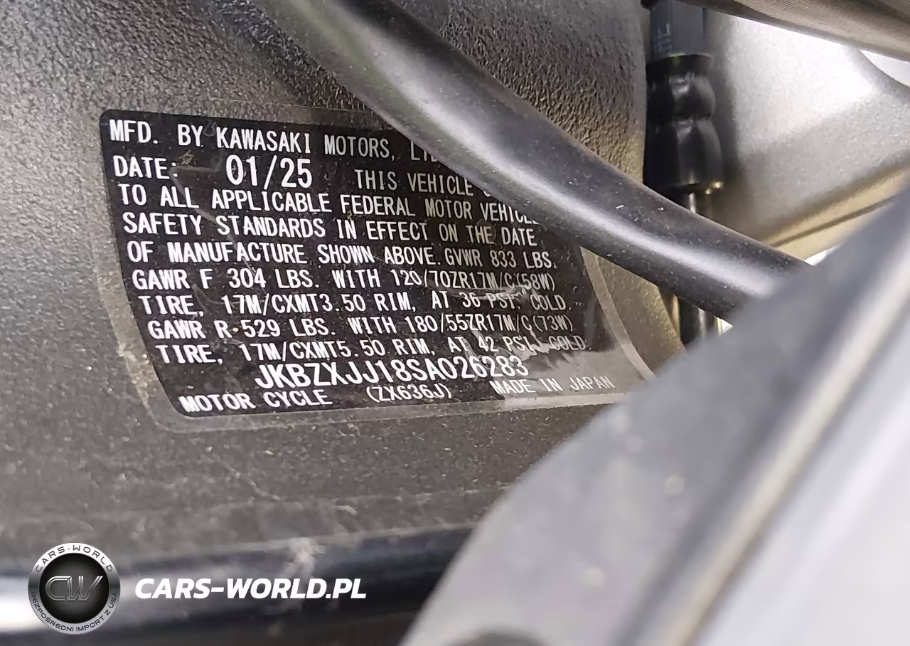 2025 Kawasaki Zx636 K VIN:JKBZXJJ18SA026283 - 10