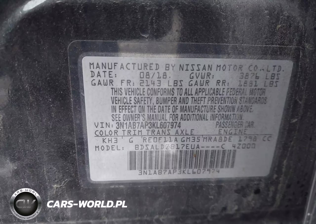 2019 Nissan Sentra Sv VIN:3N1AB7AP3KL607974 - 9