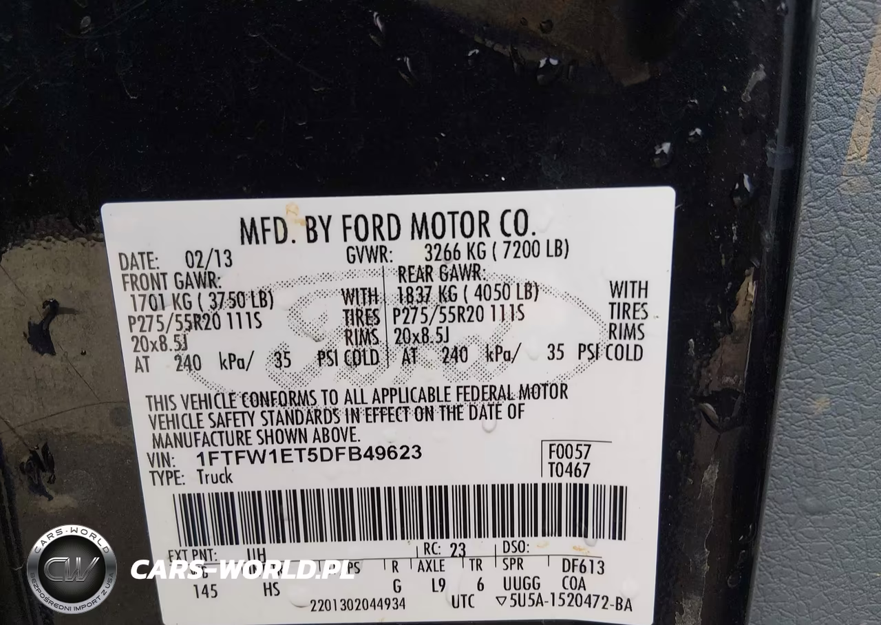 2013 Ford F-150 Lariat VIN:1FTFW1ET5DFB49623 - 9