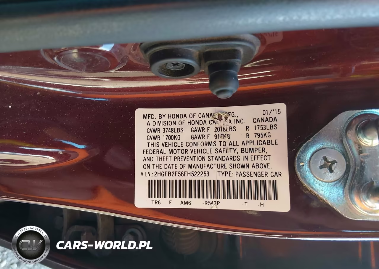 2015 Honda Civic Lx VIN:2HGFB2F56FH522253 - 9