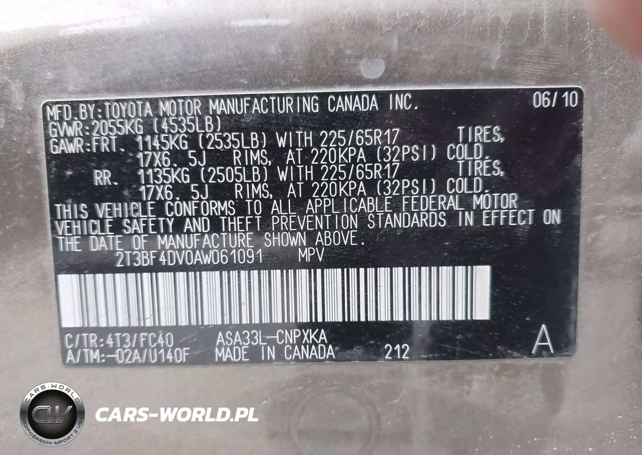 2010 Toyota Rav4 VIN:2T3BF4DV0AW061091 - 9