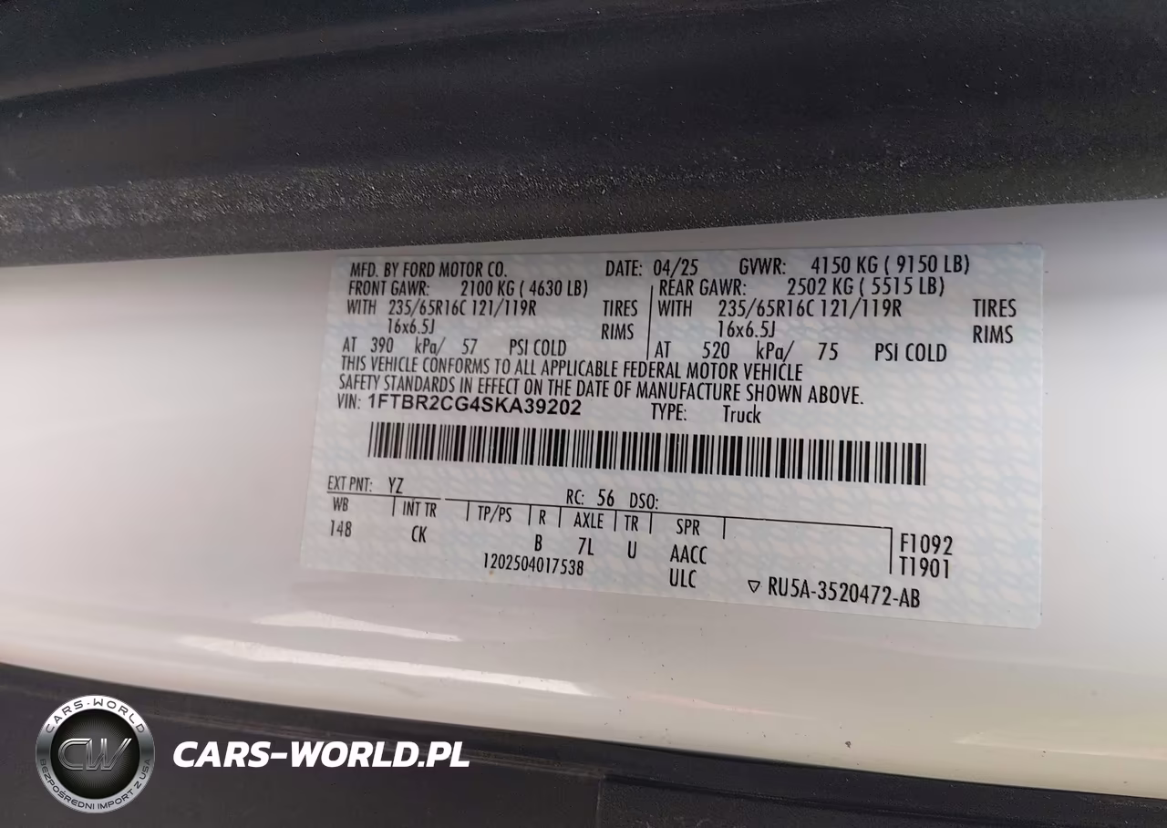 2025 Ford Transit-250 VIN:1FTBR2CG4SKA39202 - 9