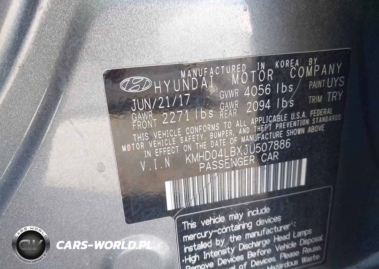 2018 Hyundai Elantra Sport VIN:KMHD04LBXJU507886 - 9