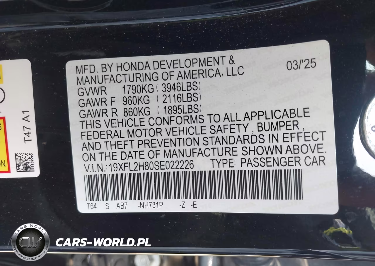 2025 Honda Civic Sedan Sport VIN:19XFL2H80SE022226 - 9