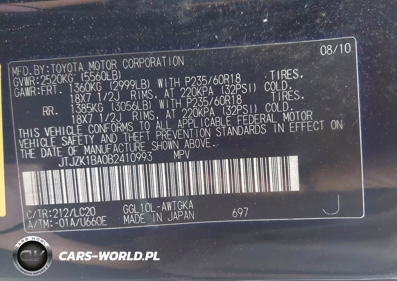 2011 Lexus Rx 350 VIN:JTJZK1BA0B2410993 - 9