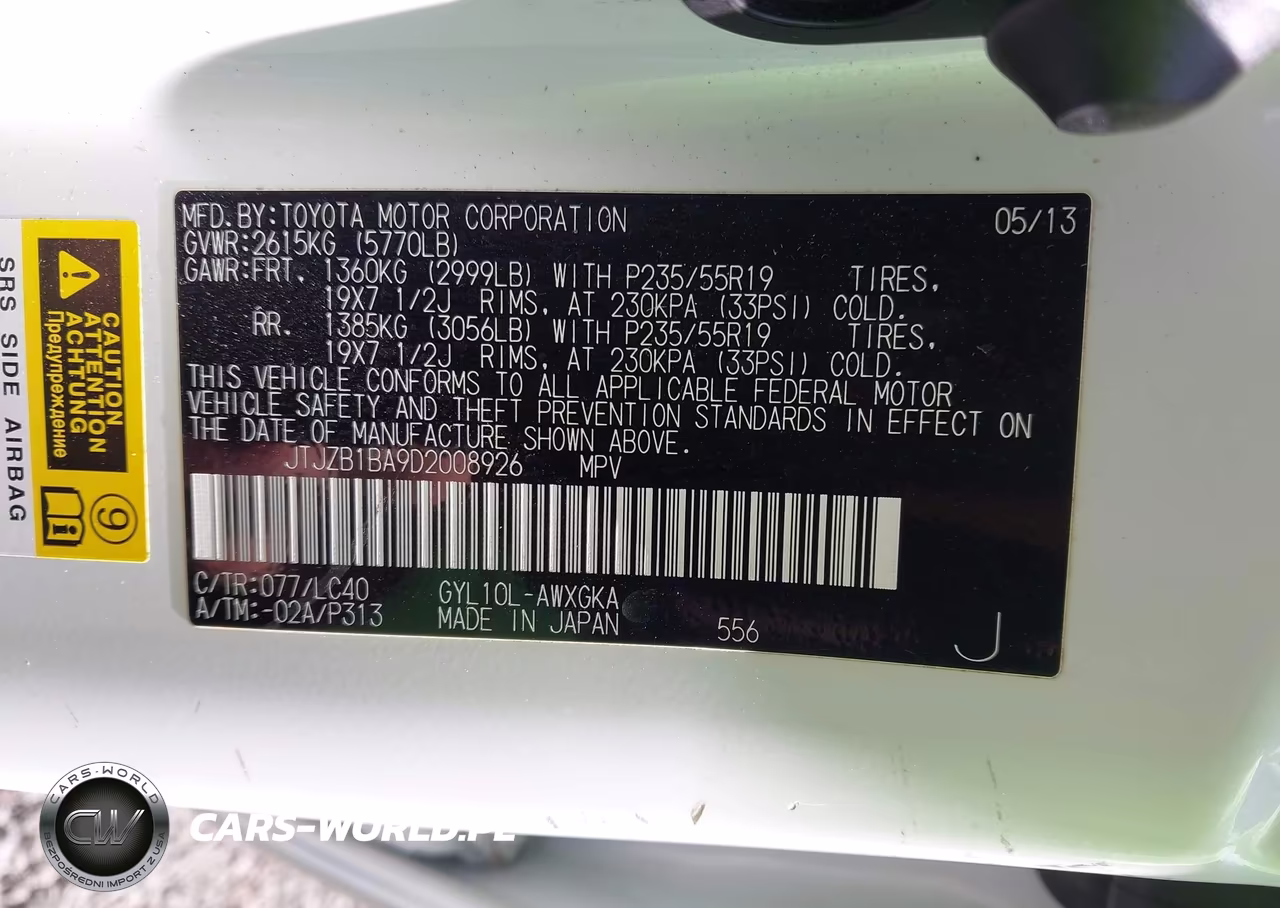 2013 Lexus Rx 450H VIN:JTJZB1BA9D2008926 - 9