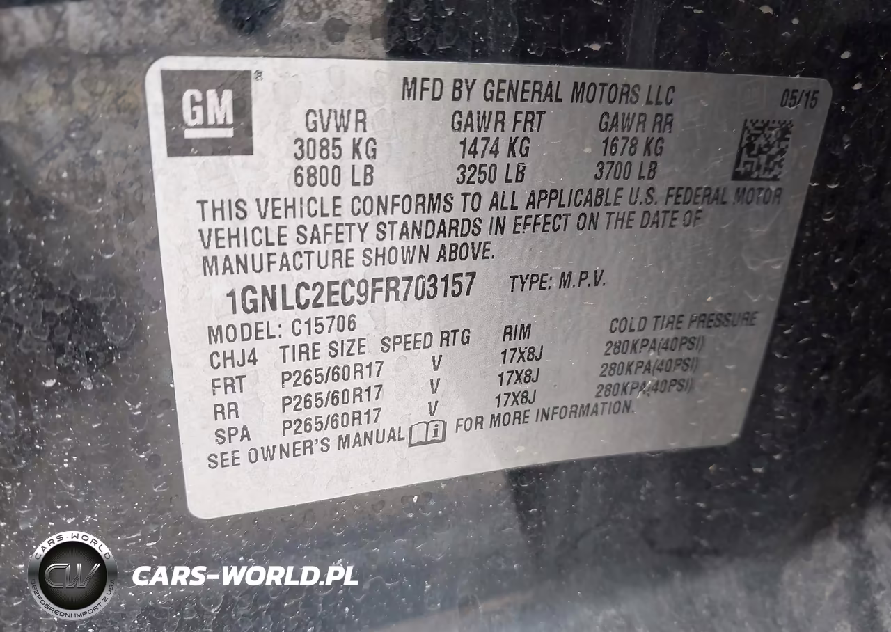 2015 Chevrolet Tahoe Commercial Fleet VIN:1GNLC2EC9FR703157 - 9