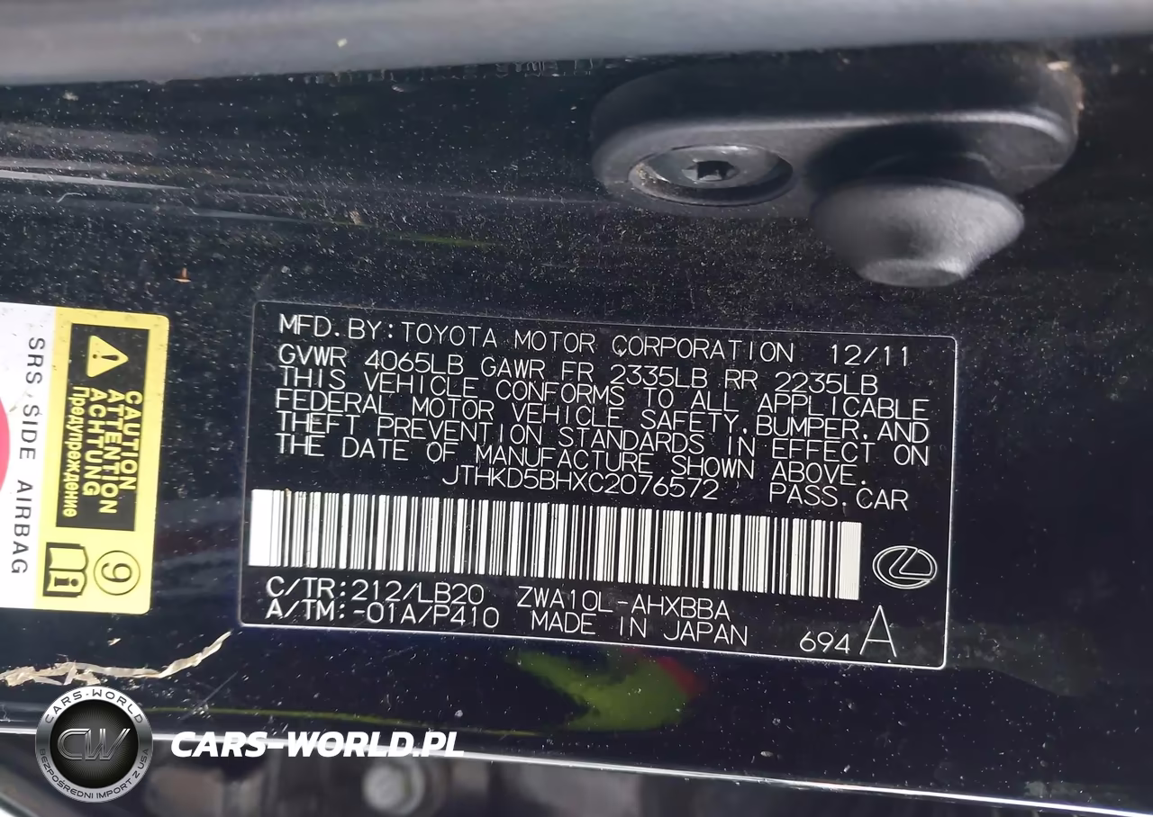 2012 Lexus Ct 200H Premium VIN:JTHKD5BHXC2076572 - 9