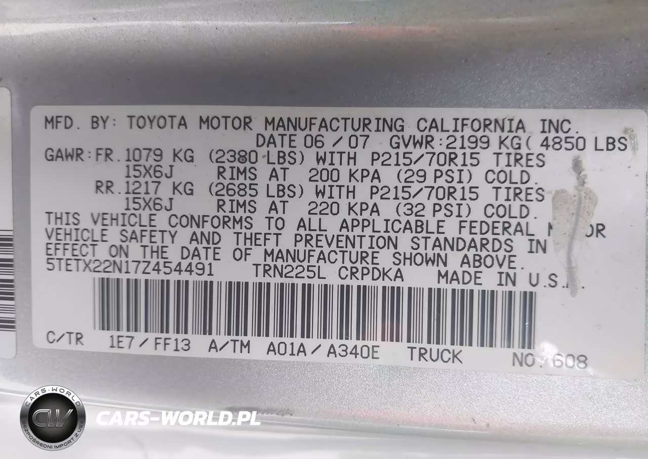 2007 Toyota Tacoma VIN:5TETX22N17Z454491 - 9