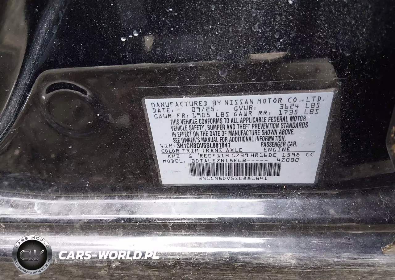 2025 Nissan Versa 1.6 S VIN:3N1CN8DV5SL881841 - 9