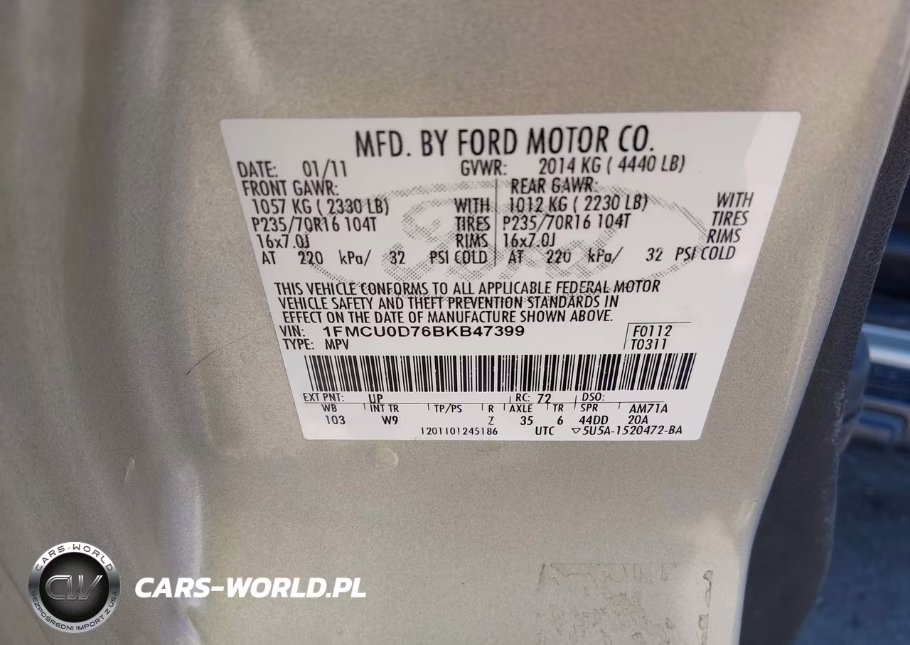 2011 Ford Escape Xlt VIN:1FMCU0D76BKB47399 - 9