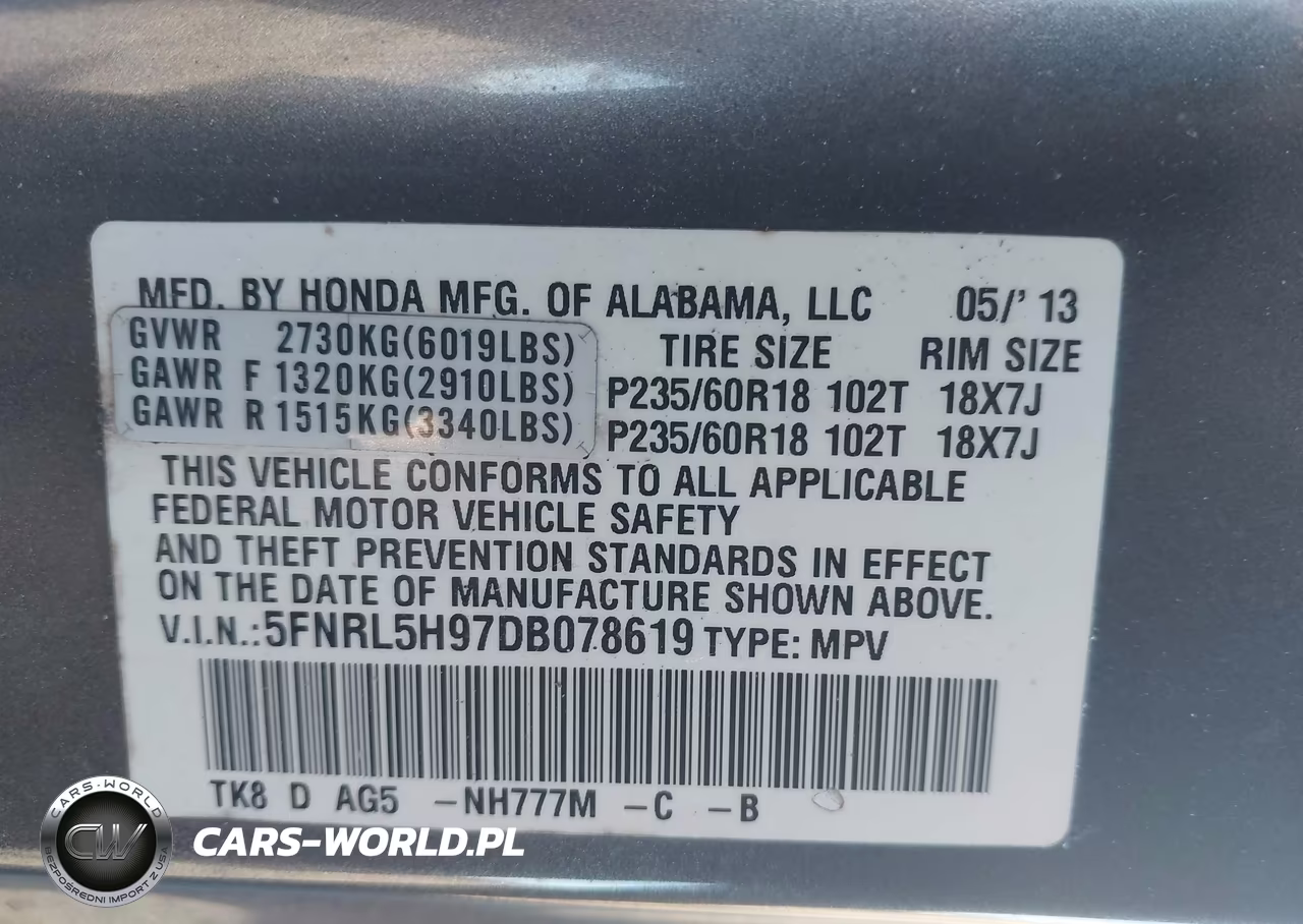 2013 Honda Odyssey Touring-Touring Elite VIN:5FNRL5H97DB078619 - 9