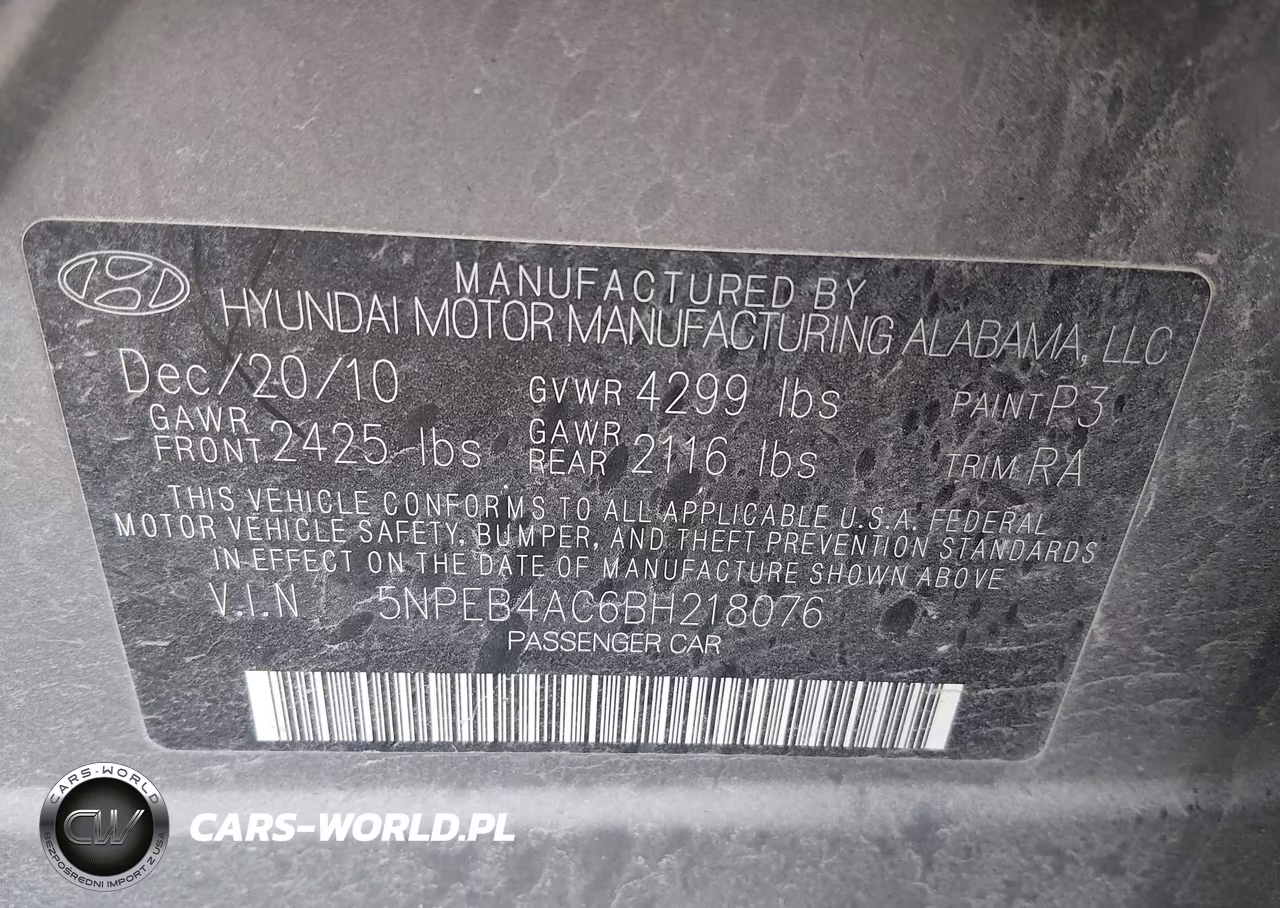 2011 Hyundai Sonata Gls VIN:5NPEB4AC6BH218076 - 9
