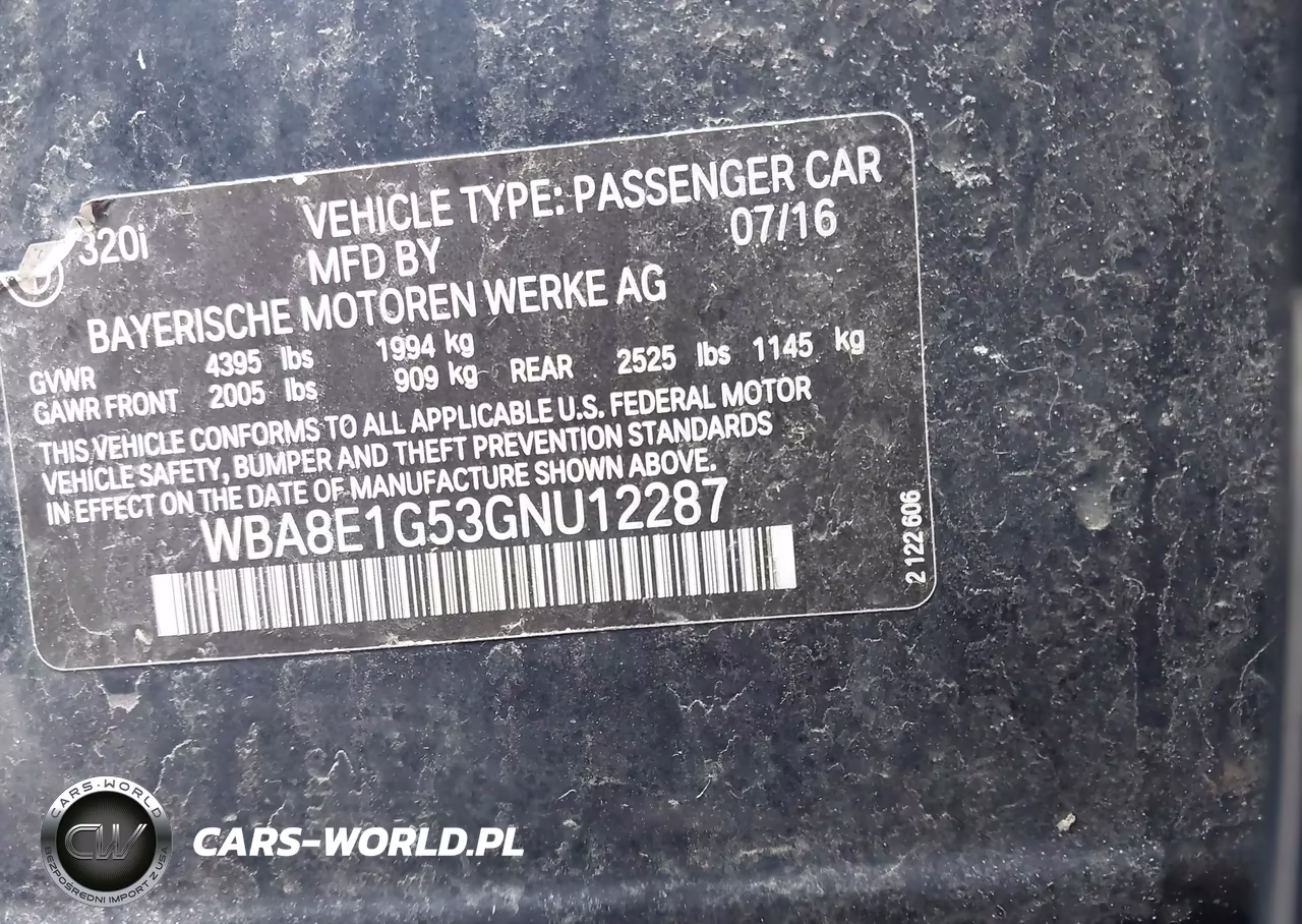 2016 BMW 320I VIN:WBA8E1G53GNU12287 - 9