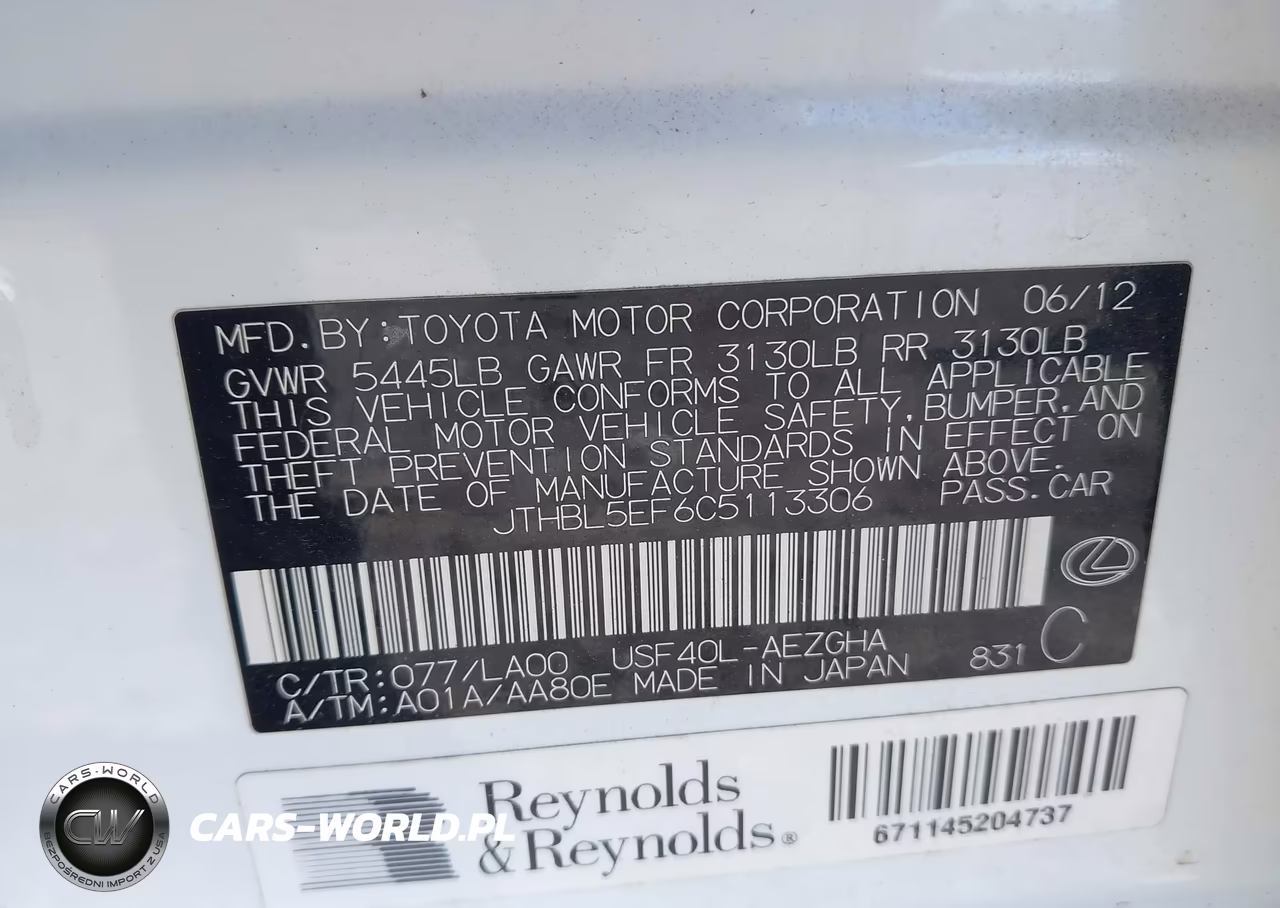 2012 Lexus Ls 460 VIN:JTHBL5EF6C5113306 - 9
