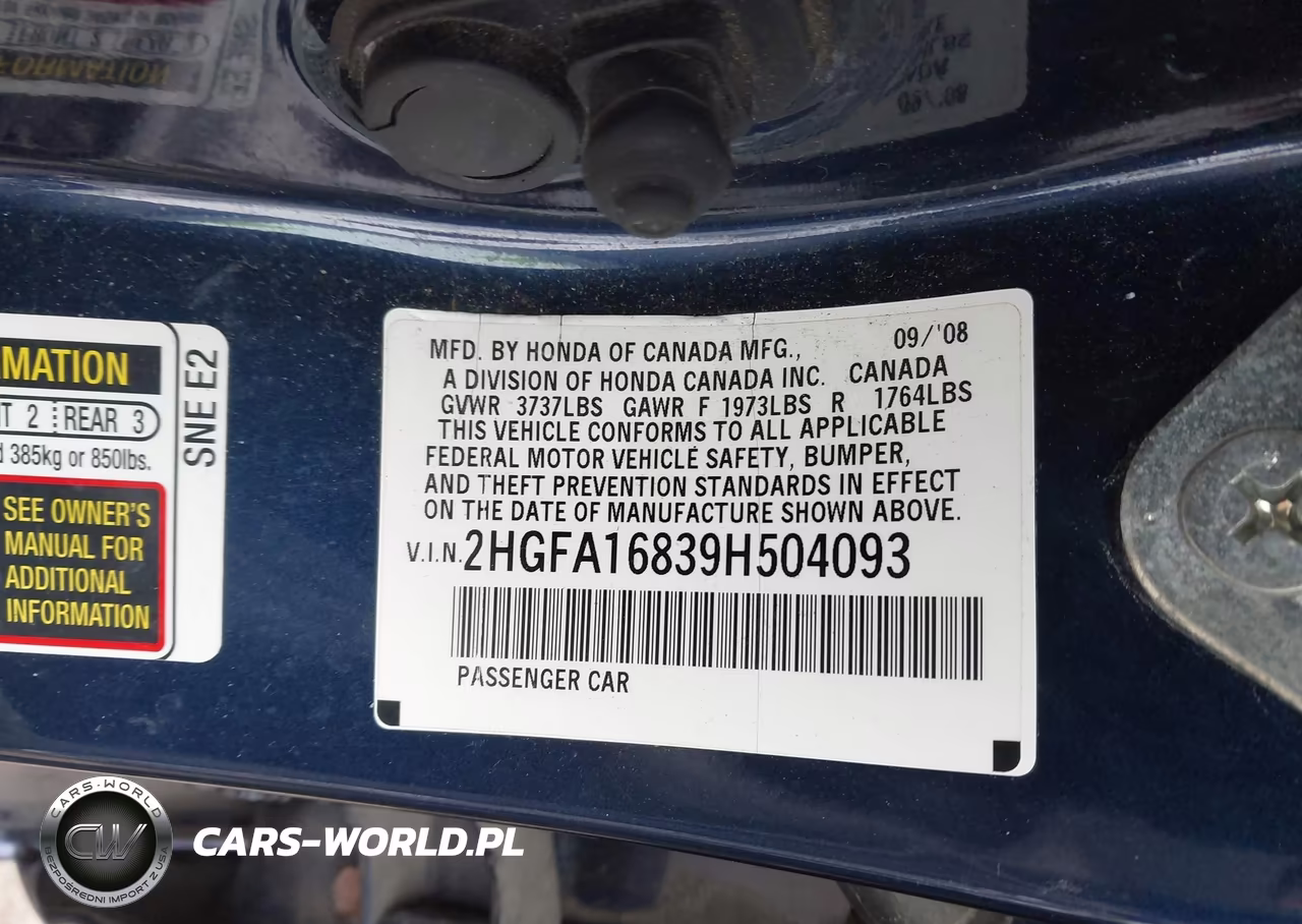 2009 Honda Civic Ex VIN:2HGFA16839H504093 - 9