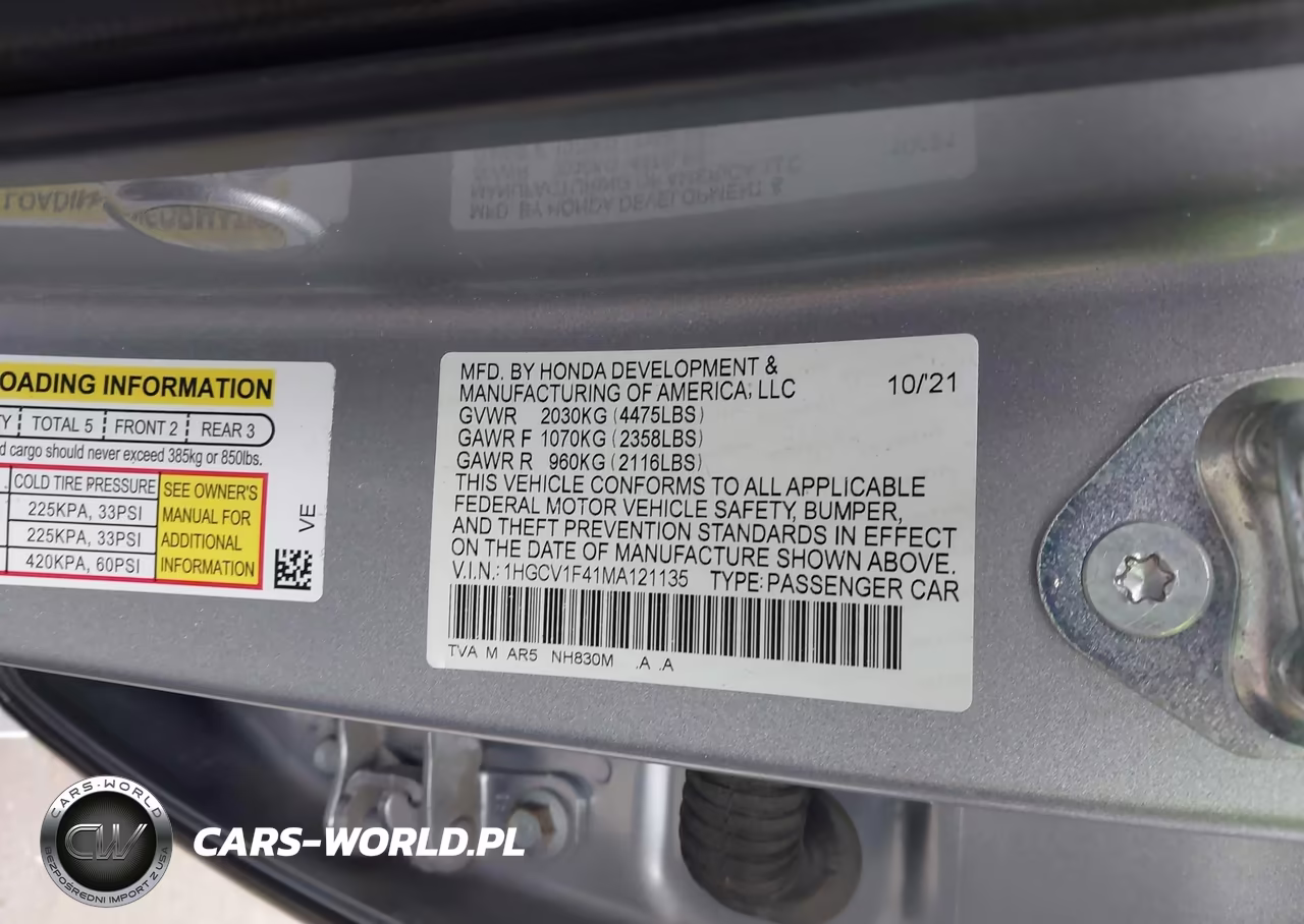 2021 Honda Accord Sport Special Edition VIN:1HGCV1F41MA121135 - 9