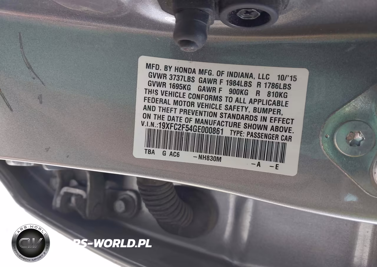 2016 Honda Civic Lx VIN:19XFC2F54GE000861 - 9