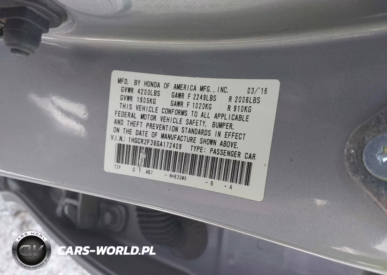 2016 Honda Accord Lx VIN:1HGCR2F36GA172409 - 9