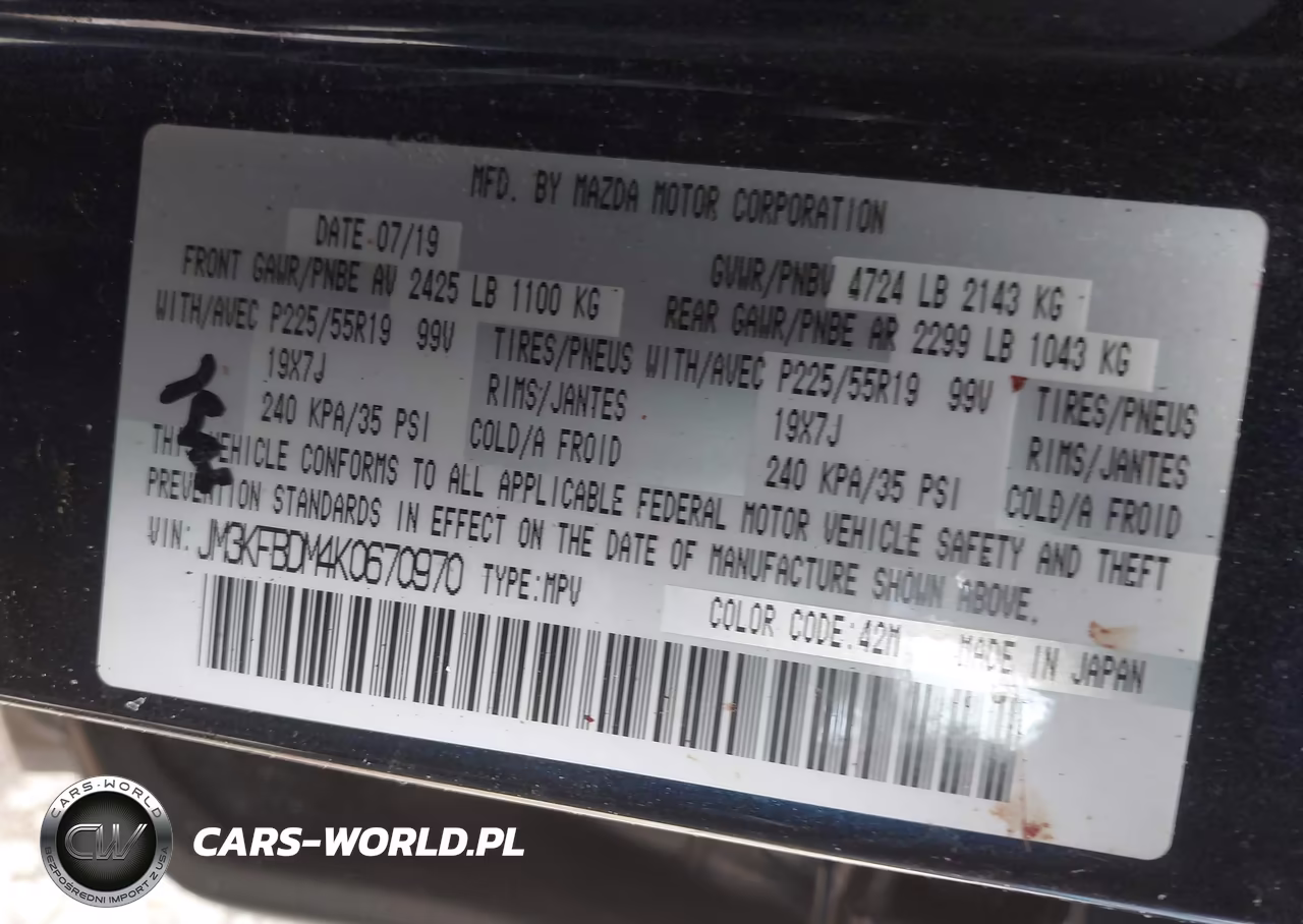 2019 Mazda Cx-5 Grand Touring VIN:JM3KFBDM4K0670970 - 9