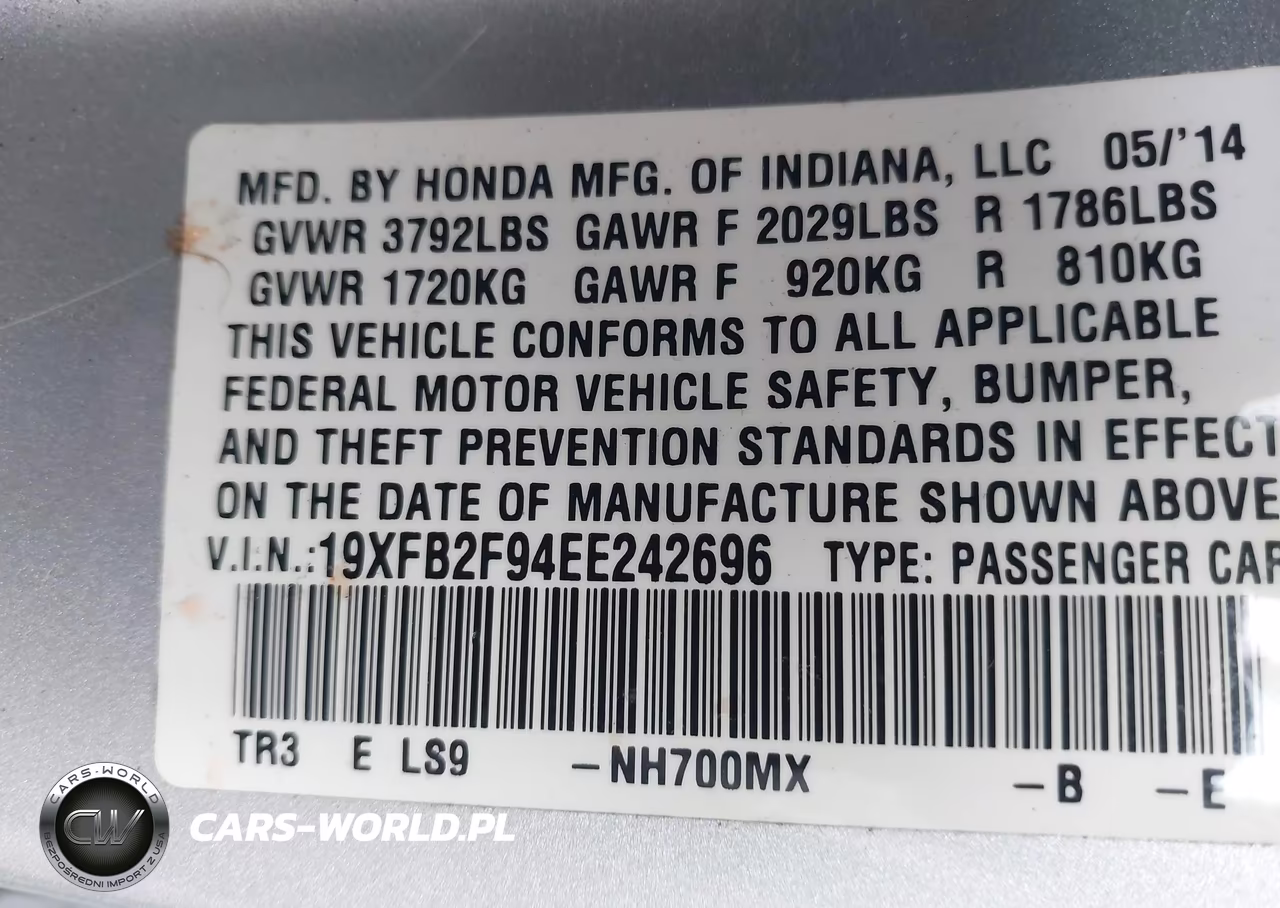 2014 Honda Civic Ex-L VIN:19XFB2F94EE242696 - 9