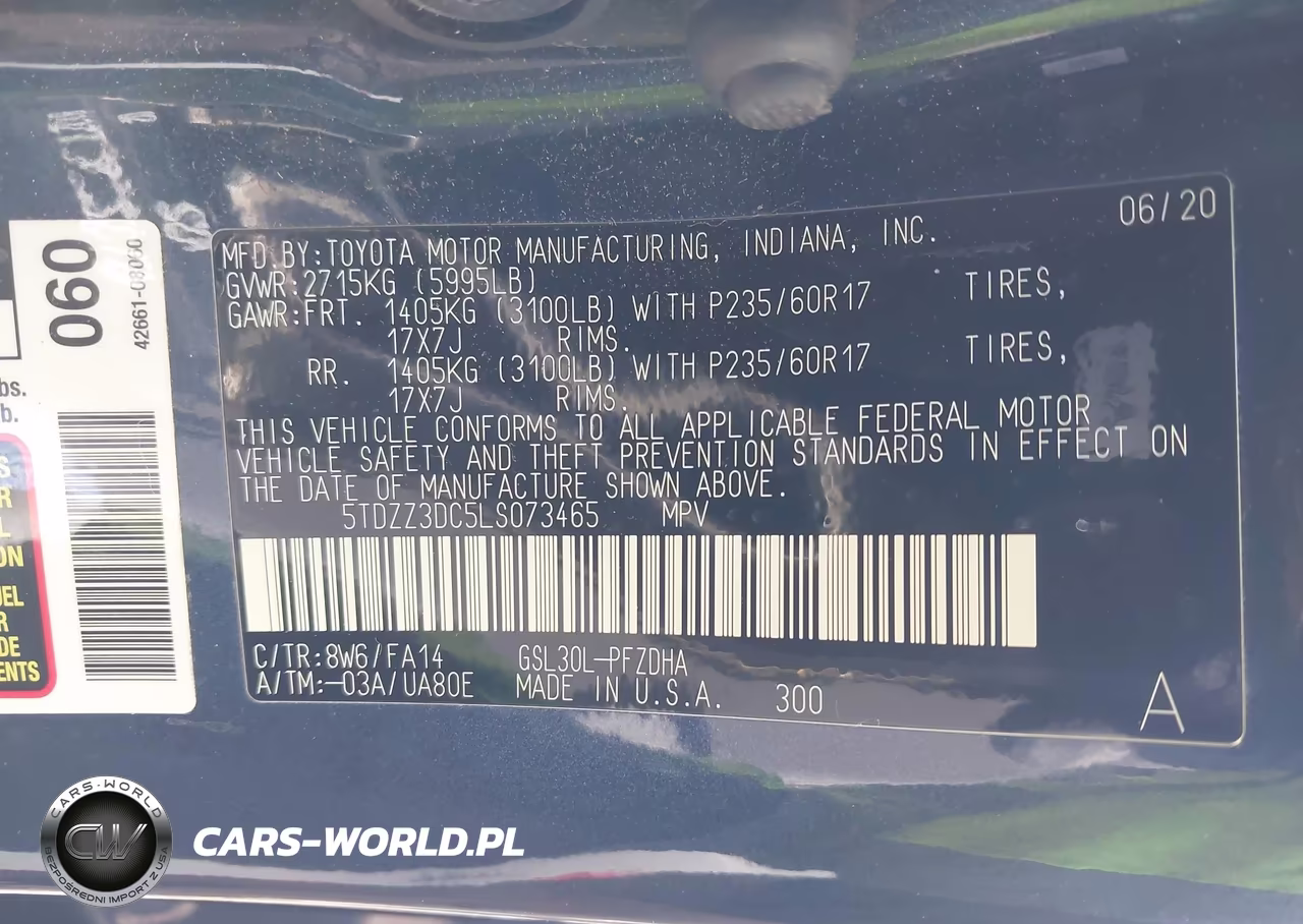 2020 Toyota Sienna L VIN:5TDZZ3DC5LS073465 - 9