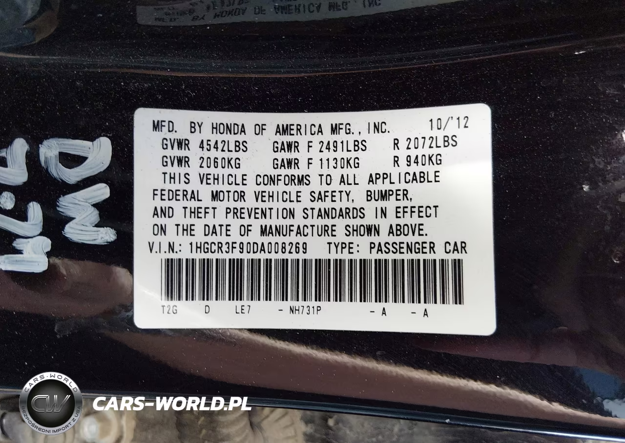 2013 Honda Accord Touring VIN:1HGCR3F90DA008269 - 9