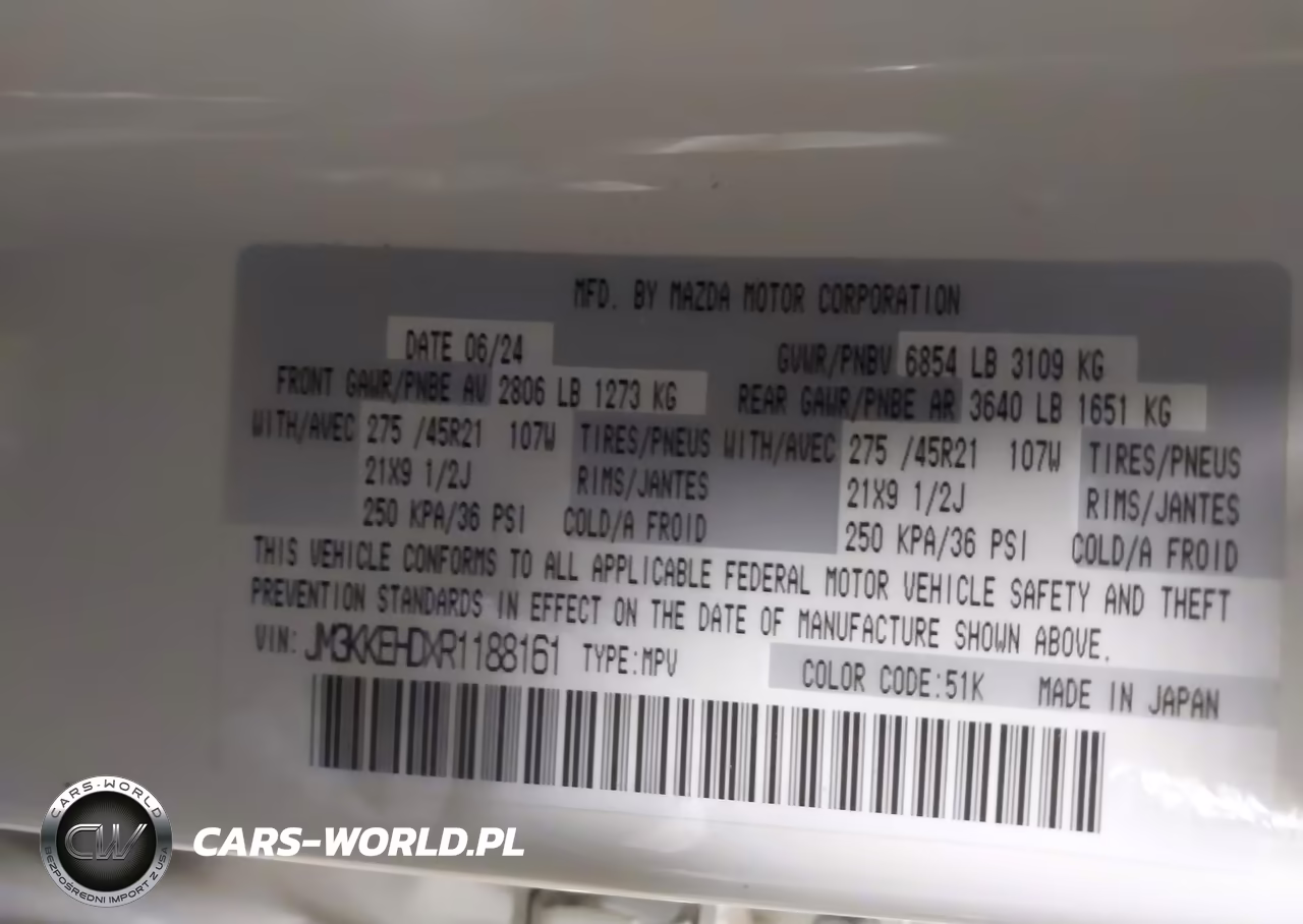 2024 Mazda Cx-90 3.3 Turbo Premium Plus VIN:JM3KKEHDXR1188161 - 9