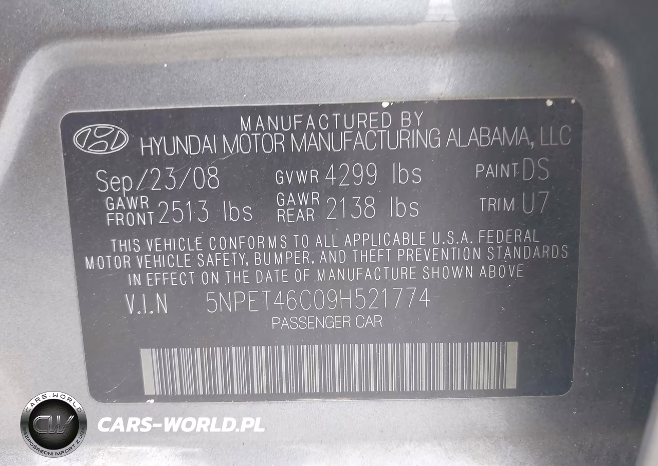 2009 Hyundai Sonata Gls VIN:5NPET46C09H521774 - 9