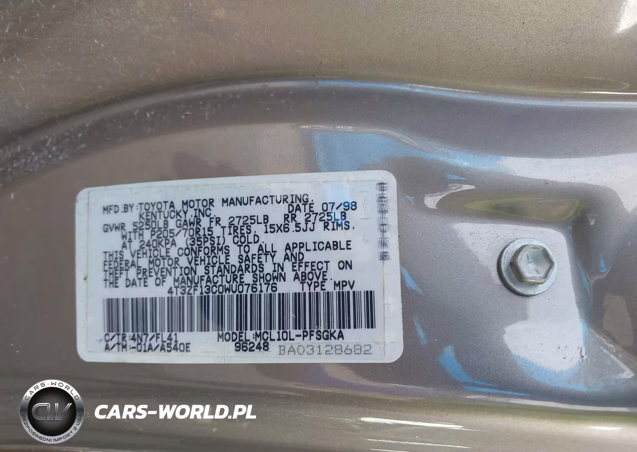 1998 Toyota Sienna Le VIN:4T3ZF13C0WU076176 - 9