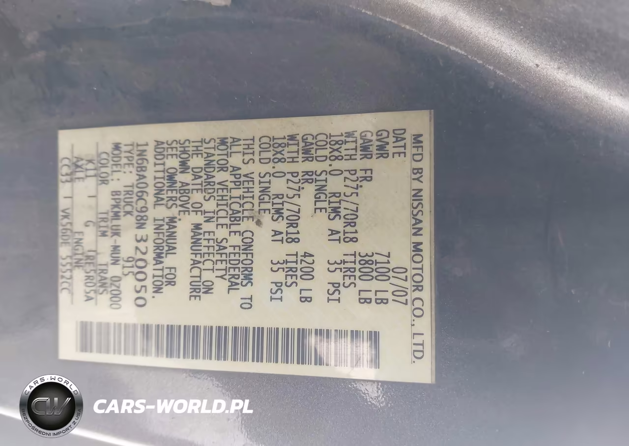 2008 Nissan Titan Pro-4X VIN:1N6BA06C98N320050 - 9