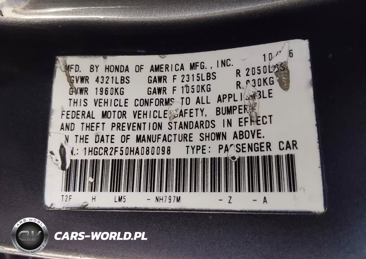 2017 Honda Accord Sport VIN:1HGCR2F50HA080098 - 9