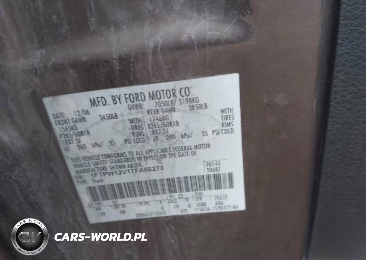 2007 Ford F-150 Lariat-Xlt VIN:1FTPW12V17FA56273 - 9