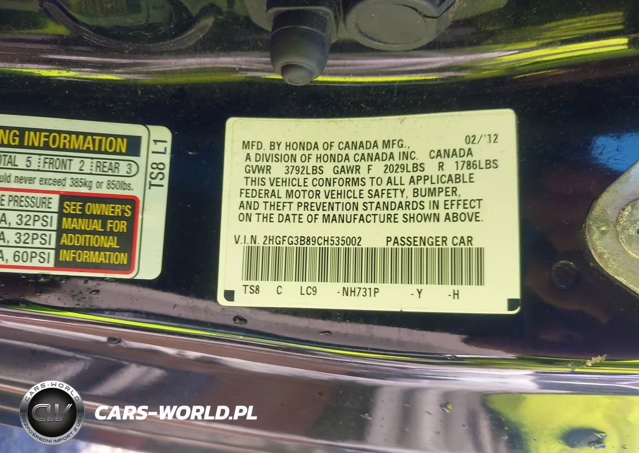 2012 Honda Civic Ex VIN:2HGFG3B89CH535002 - 9