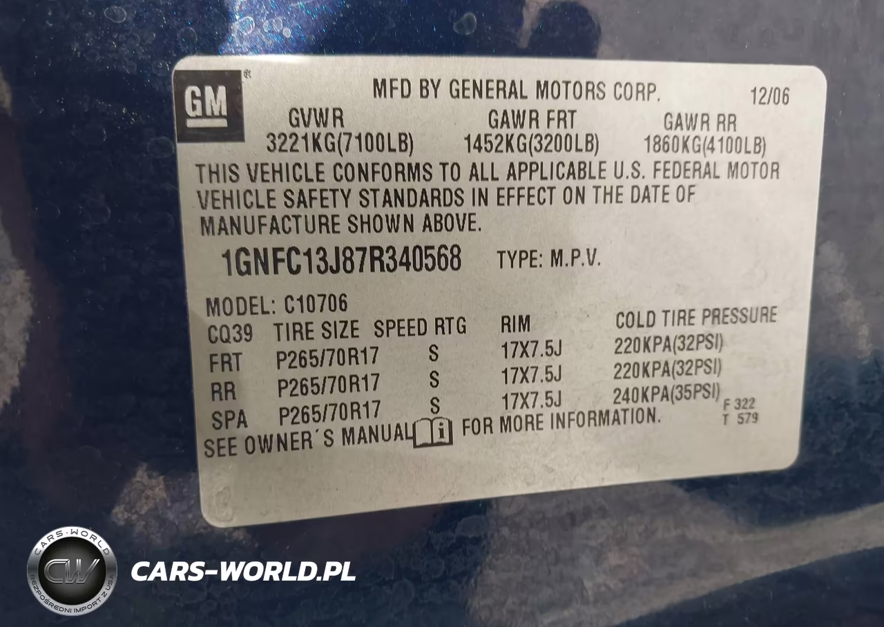 2007 Chevrolet Tahoe Lt VIN:1GNFC13J87R340568 - 9