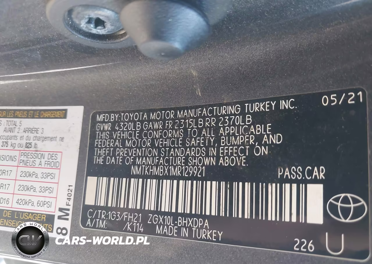 2021 Toyota C-Hr Le VIN:NMTKHMBX1MR129921 - 9