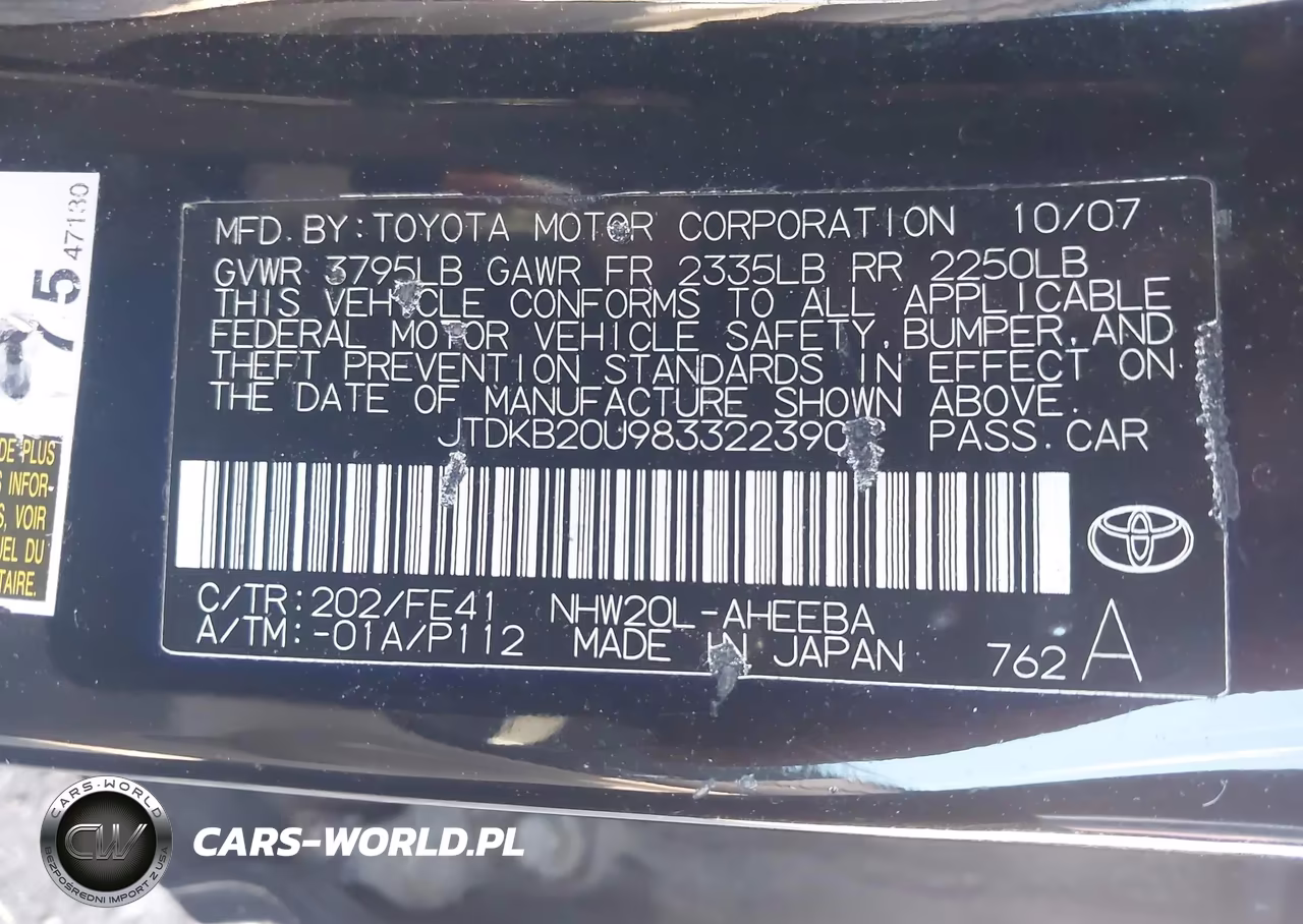 2008 Toyota Prius VIN:JTDKB20U983322390 - 9