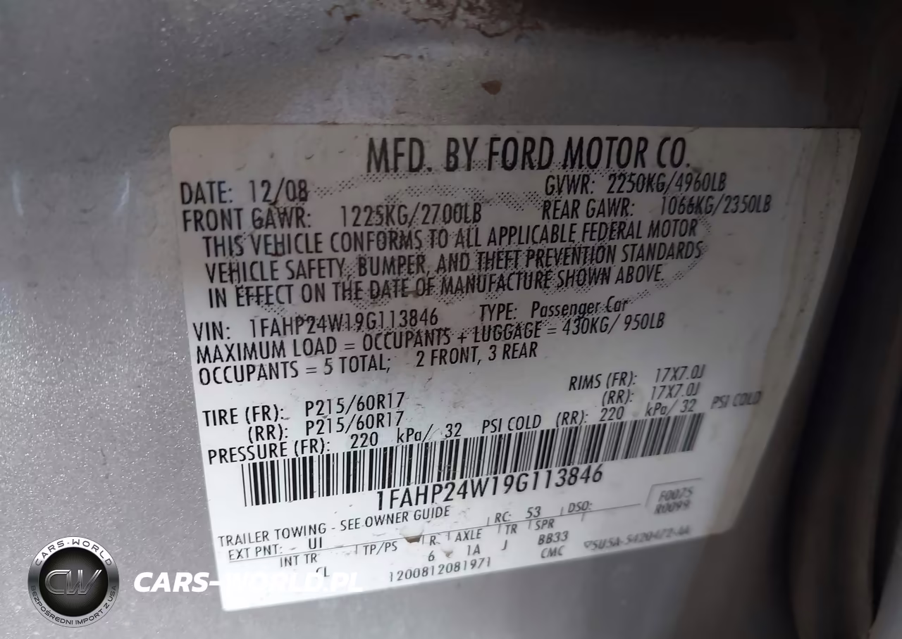 2009 Ford Taurus Sel VIN:1FAHP24W19G113846 - 9
