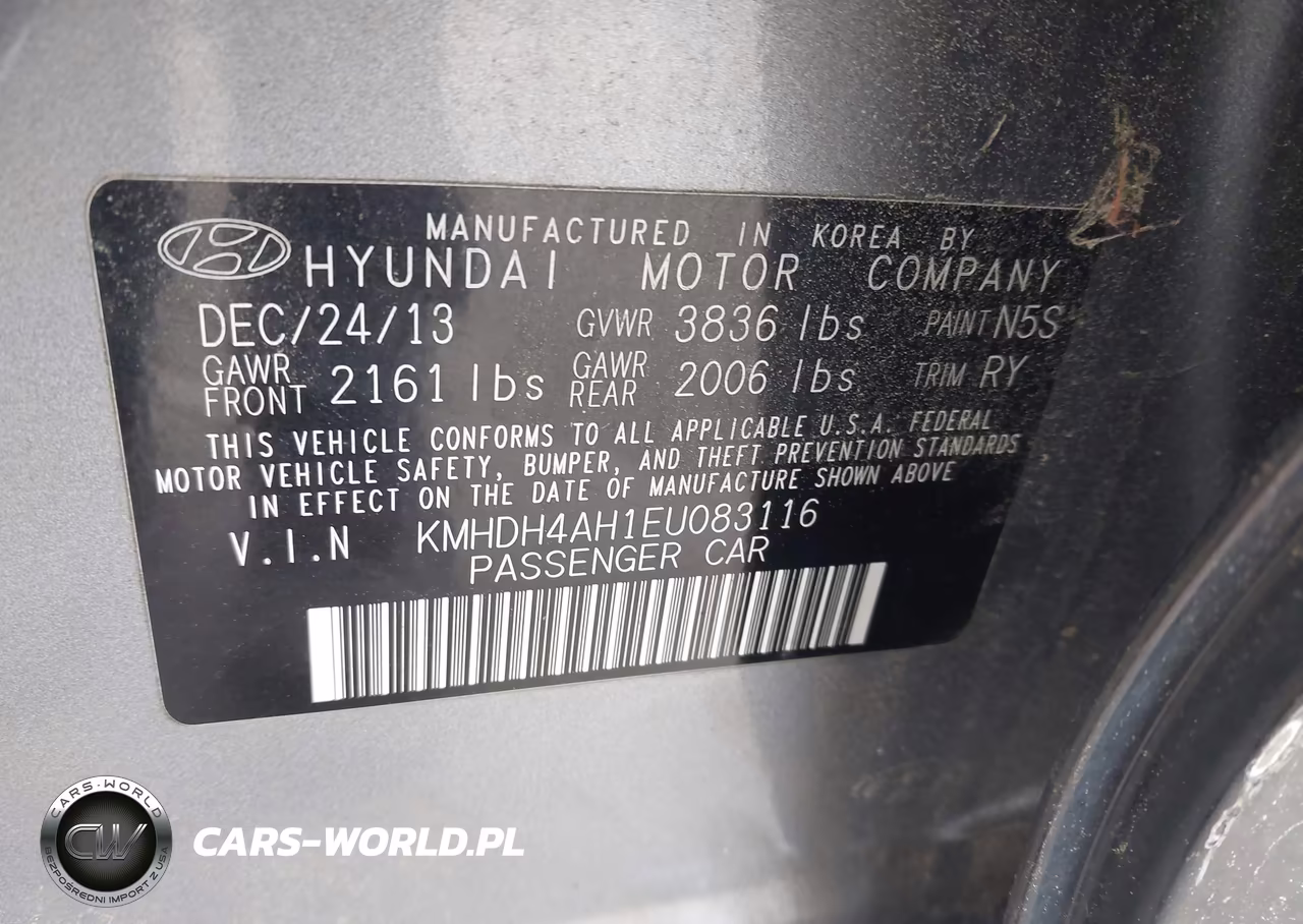 2014 Hyundai Elantra Sport VIN:KMHDH4AH1EU083116 - 9