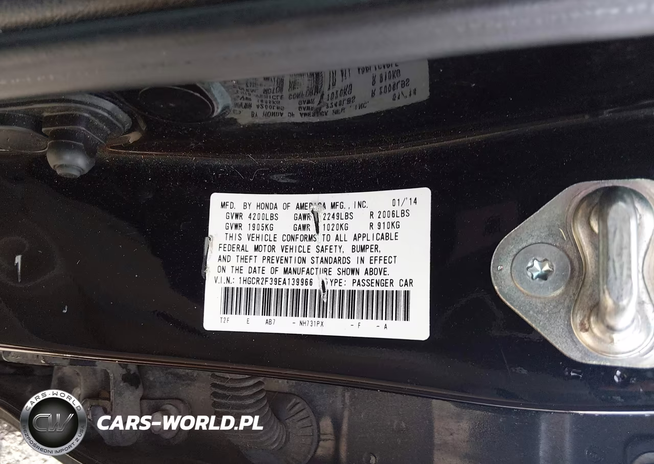 2014 Honda Accord Lx VIN:1HGCR2F39EA139966 - 9
