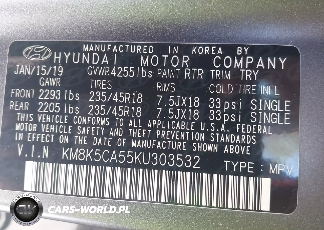 2019 Hyundai Kona Iron Man VIN:KM8K5CA55KU303532 - 9