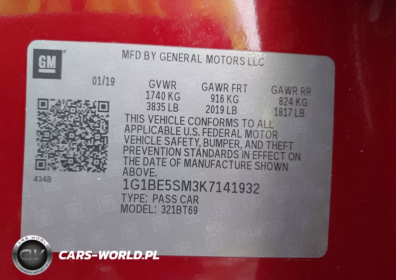 2019 Chevrolet Cruze Lt VIN:1G1BE5SM3K7141932 - 9