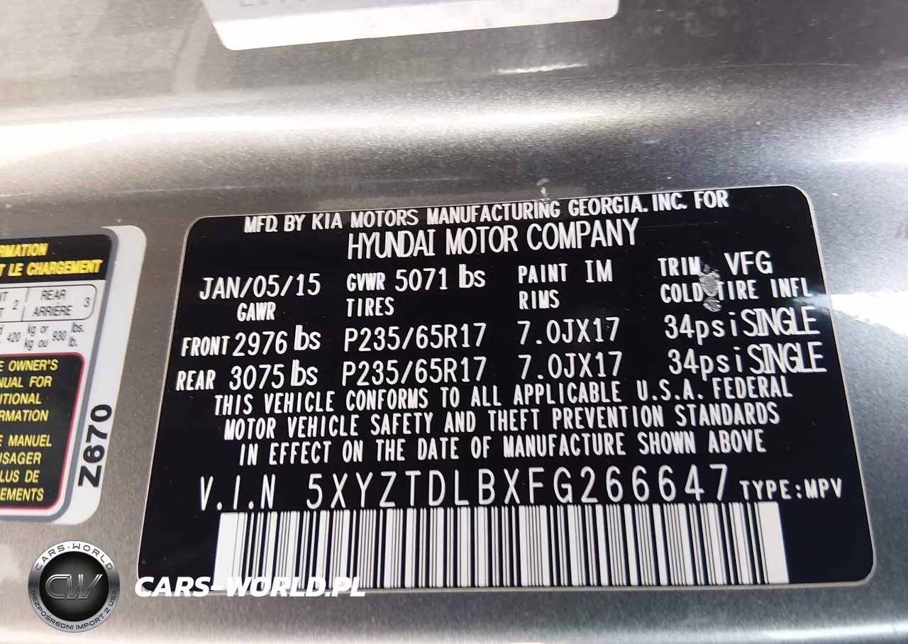 2015 Hyundai Santa Fe Sport 2.4L VIN:5XYZTDLBXFG266647 - 9
